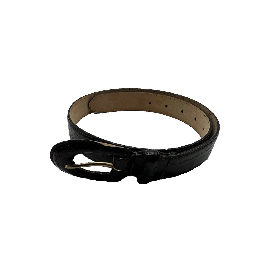 Bespoke Deep Brown American Alligator Belt Womens Size S 1.15 Inch Width USA
